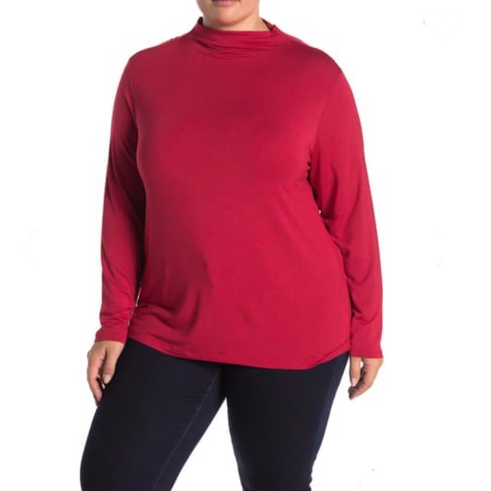 ➕🆕 GRACE ELEMENTS Lurex Knit Turtle Neck Red size 0X (86)